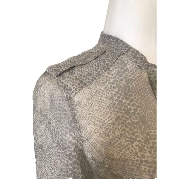 ARITZIA WILFRED Long Sleeve 100% Silk Tunic Sze XXS Muted Gray Snake Print - Picture 4 of 7